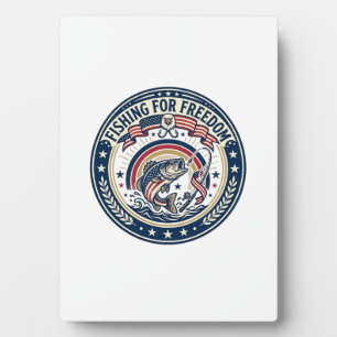 Angeln für Freiheit Patriotisches Hobby Vintage Fotoplatte