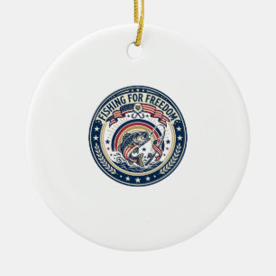 Angeln für Freiheit Patriotisches Hobby Vintage Keramik Ornament