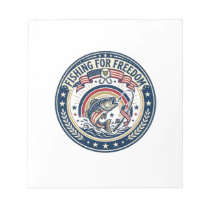 Angeln für Freiheit Patriotisches Hobby Vintage Notizblock