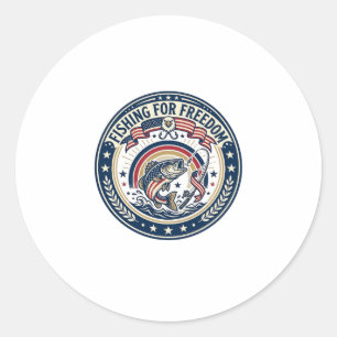 Angeln für Freiheit Patriotisches Hobby Vintage Runder Aufkleber