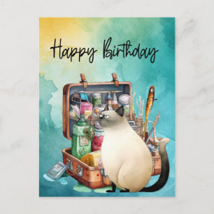 Angeln für Katzenliebhaber zum Geburtstag Postkarte