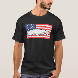Angeln für Männer Amerikanischer Flagge Wels für F T-Shirt