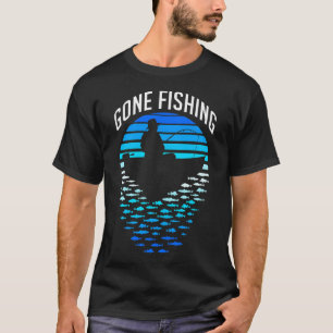 Angeln gegangen Retro-Sonnenuntergang Lustiger Fis T-Shirt