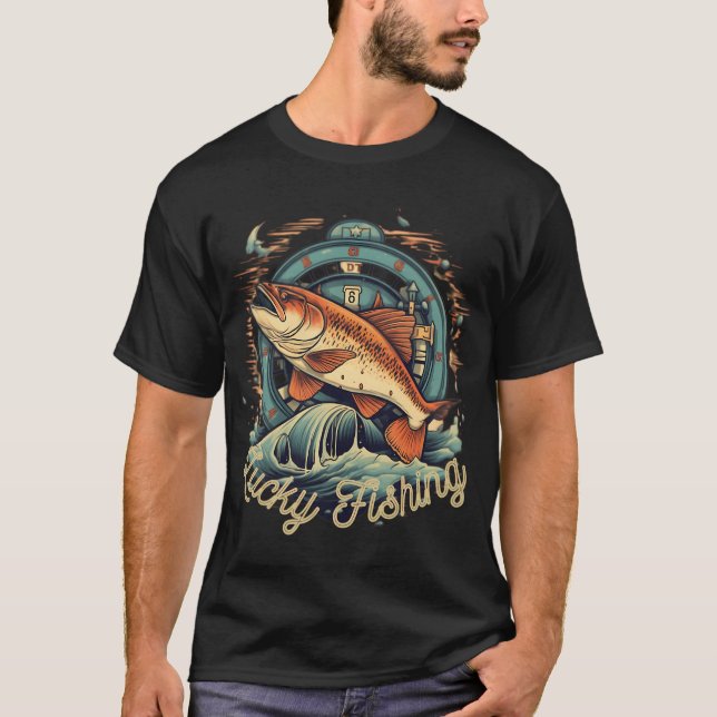 Angeln glückliches Fischen T-Shirt (Vorderseite)