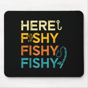 Angeln hier Fische Retro Fischliebhaber Fischer Mä Mousepad