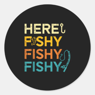 Angeln hier Fischen Retro Fischliebhaber Fischer M Runder Aufkleber