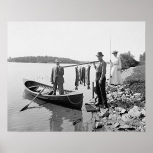 Angeln in den Adirondacks, 1903. Vintage-Foto Poster