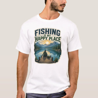 Angeln ist mein glücklicher Ort Vintage-See-Angler T-Shirt