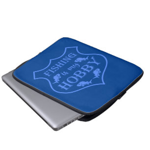 Angeln ist mein Hobby Schild Zitat auf Wappen  Laptopschutzhülle