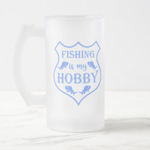 Angeln ist mein Hobby Schild Zitat auf Wappen  Mattglas Bierglas
