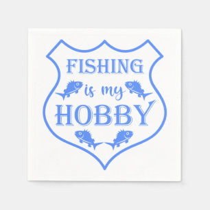 Angeln ist mein Hobby Schild Zitat auf Wappen  Serviette