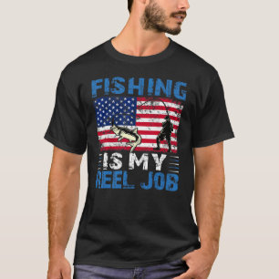 Angeln ist mein richtiger Job Amerikanische Flagg T-Shirt