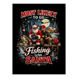 Angeln mit dem Weihnachtsmann Poster