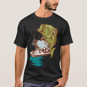 Angeln mit Haken Design mit Vintage-Barsch-Fischku T-Shirt