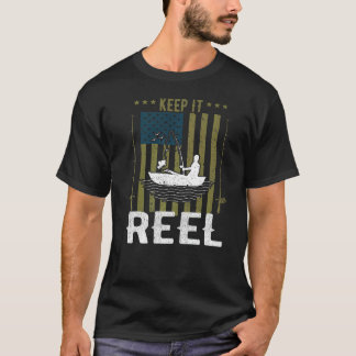 Angeln Mit Haken Usa Flagge Camouflage Fisch T-Shirt