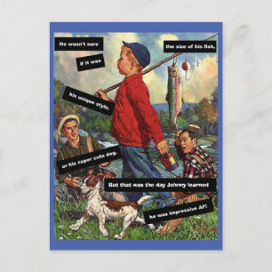 Angeln mit Hund - Vintage Lustig - Beeindruckend A Postkarte
