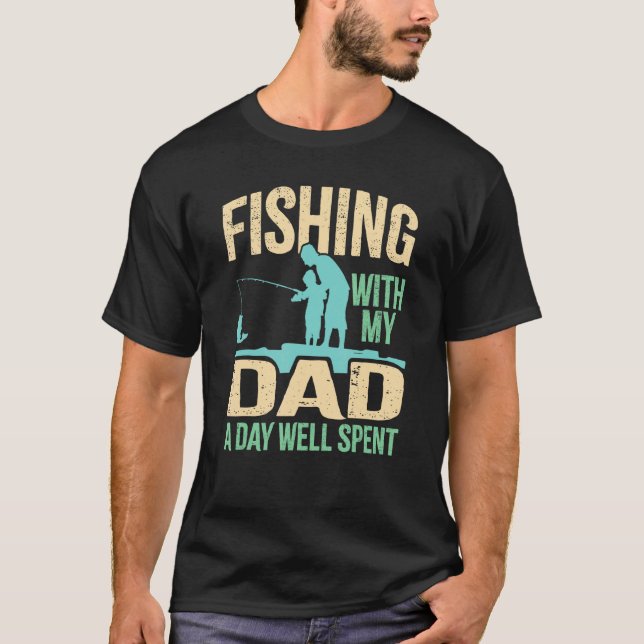 Angeln mit Papa Söhne und Töchter Fisch Team Angle T-Shirt (Vorderseite)
