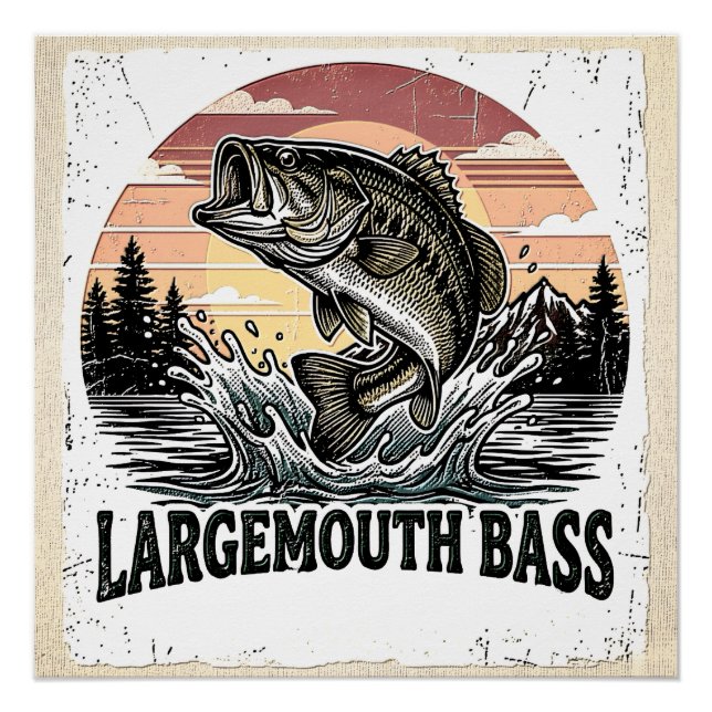 Angeln mit Vintage-Bass Poster (Vorderseite)