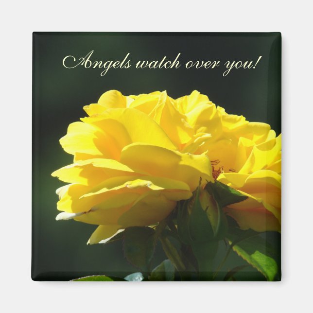 Angeln passen über dich auf! Magnet Gelbe Rose Blu (Vorne)