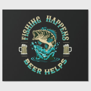 Angeln passiert. Bier hilft! Geschenkpapier