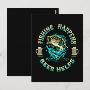 Angeln passiert. Bier hilft! Postkarte