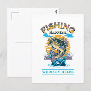 Angeln passiert. Whisky hilft! Postkarte