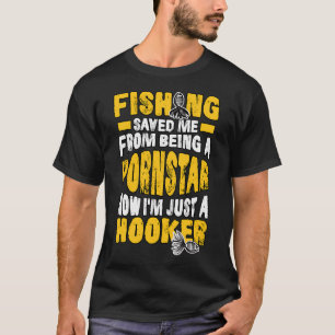Angeln rettete mich Fisch Angler Hobby Angelgesche T-Shirt