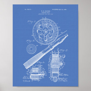 Angeln Rolle 1906 Patent Kunst Blaupause Poster