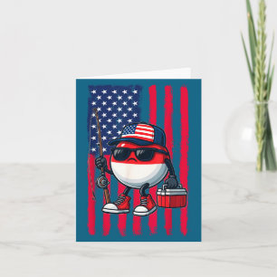 Angeln Rute Jungen Amerikanische Flagge Patriotisc Karte