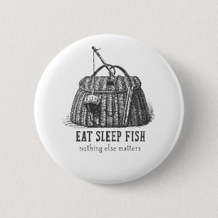 Angeln Schlafen Fisch Vintage Tackle Box Button