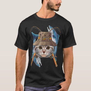 Angeln Scottish Fold Outdoor Angler Katze Niedlich T-Shirt
