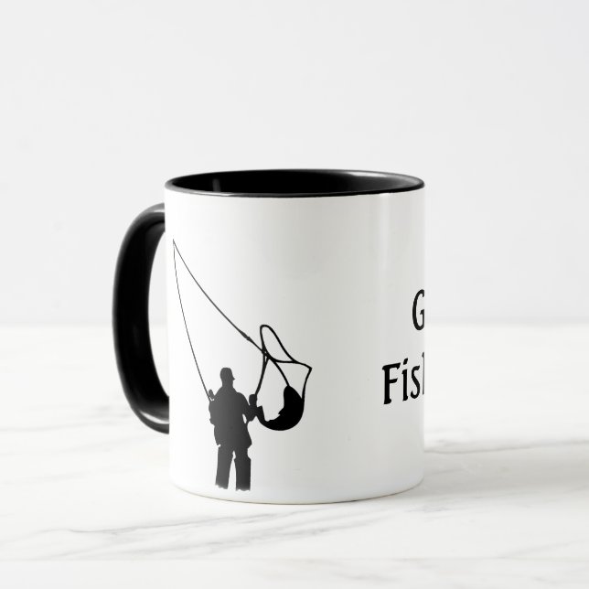 Angeln - Silhouette eines Anglers  Tasse (Vorderseite Links)