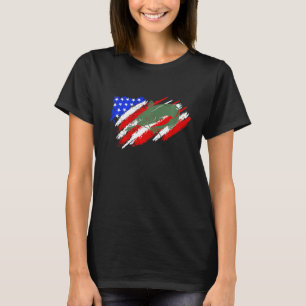 Angeln Tarnung Amerikanische Flagge Fisch Barsch T-Shirt