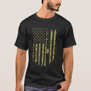 Angeln Tarnung US Amerikanische Flagge Barsch Fisc T-Shirt
