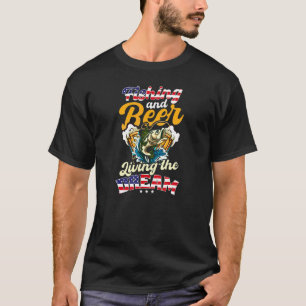 Angeln und Bier Leben Traum USA-Flagge Angeln T-Shirt