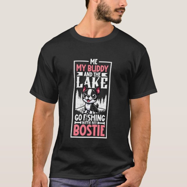 Angeln und Boston Terrier T-Shirt (Vorderseite)