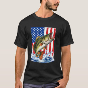 Angeln US-amerikanische Flagge Barsch Fisch Angler T-Shirt