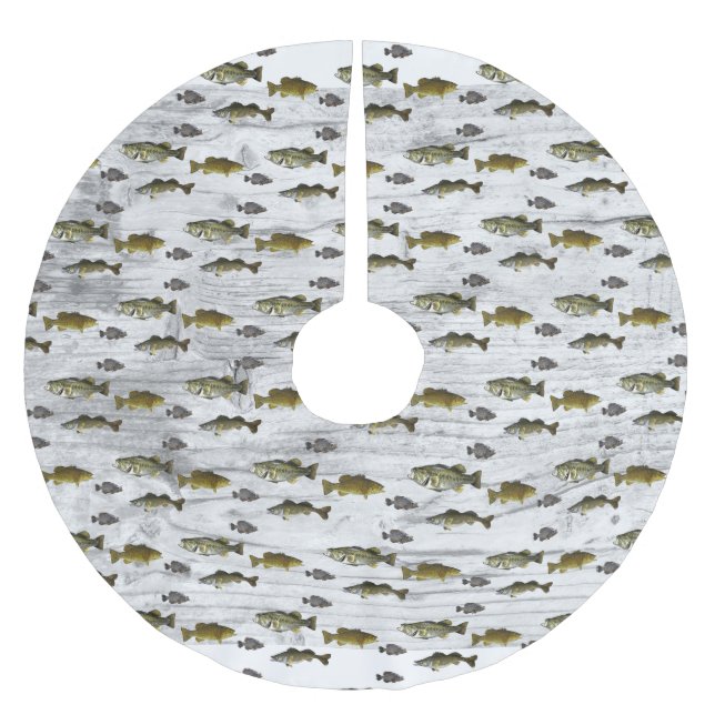 Angeln Walleye Bass Crappie Angler Männer Polyester Weihnachtsbaumdecke (Vorderseite)