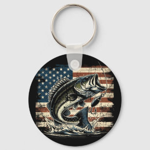 Angeln Wir Amerikanische Flagge Byss Fisch Fischer Schlüsselanhänger