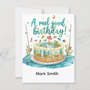 Angeln zum Geburtstag, an Haken und Ösen Spaß gema Postkarte
