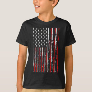 Angelnde Rute Amerikanische Flagge Lustige Vintage T-Shirt