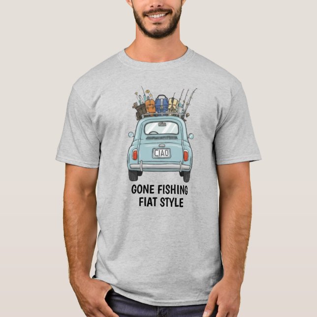 Angelnder Fiat-Wagen  T-Shirt (Vorderseite)