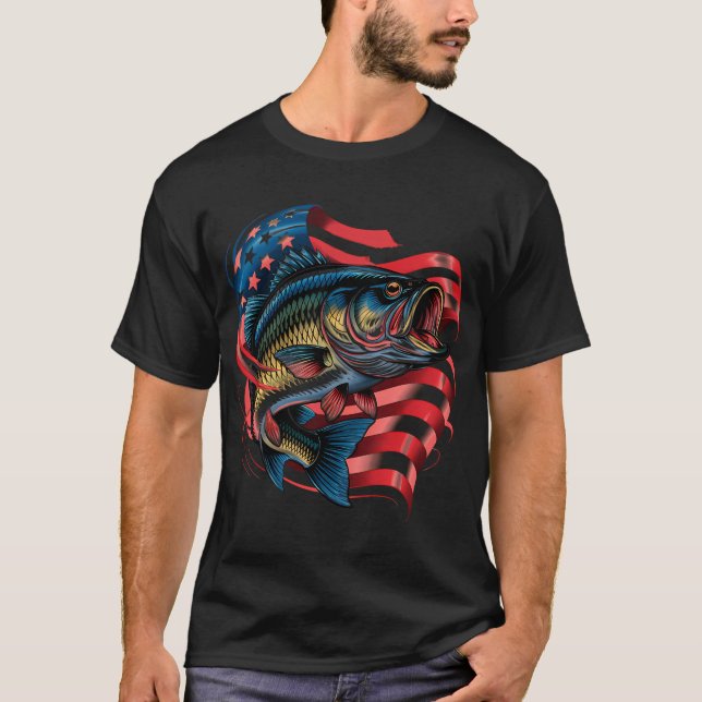Angelnder Patriot T-Shirt (Vorderseite)