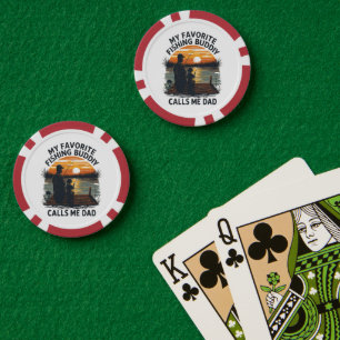 Angelnder Vater Sonnenuntergang Pokerchips