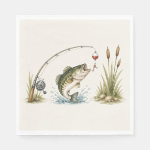 Angelplatten mit Fischereithema Barsch Serviette