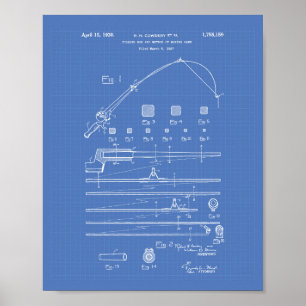 Angelrute 1930 Patent Kunst Blaupause Poster