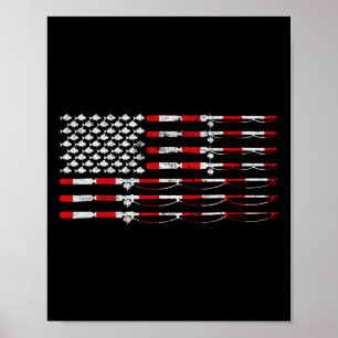 Angelrute American Flag Geschenk für Angler  Poster