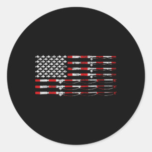 Angelrute American Flag Geschenk für Angler Runder Aufkleber