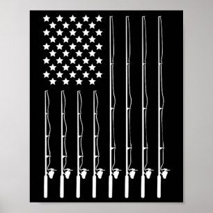 Angelrute Amerikanische Flagge Patriotischer Outdo Poster