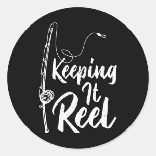 Angelrute Behalte sie Reel Joke Funny Fish Runder Aufkleber